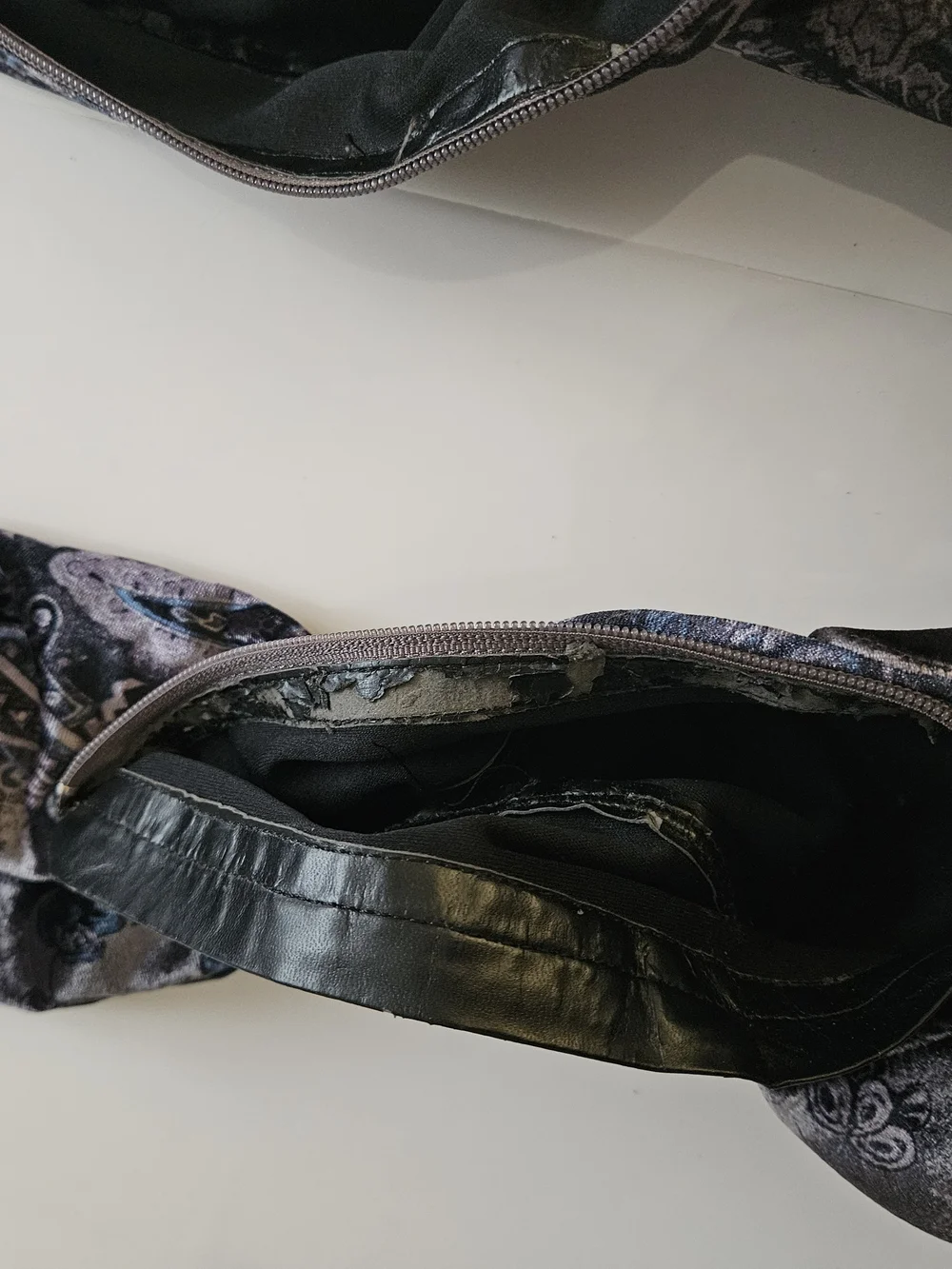 Paisley Over-the-Knee Stretch Boots in Black and Gray